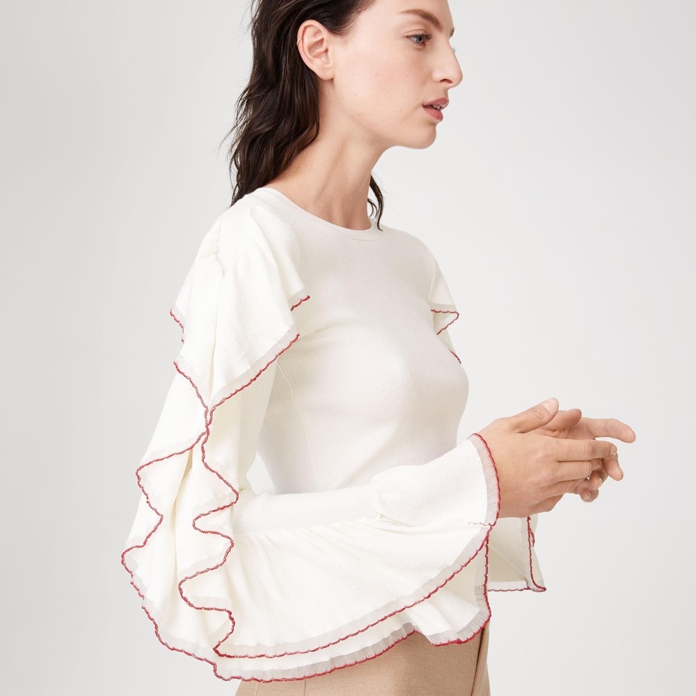 Club Monaco Sancerie sweater ruffled detail M